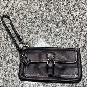 Coach Dark Leather Wristlet